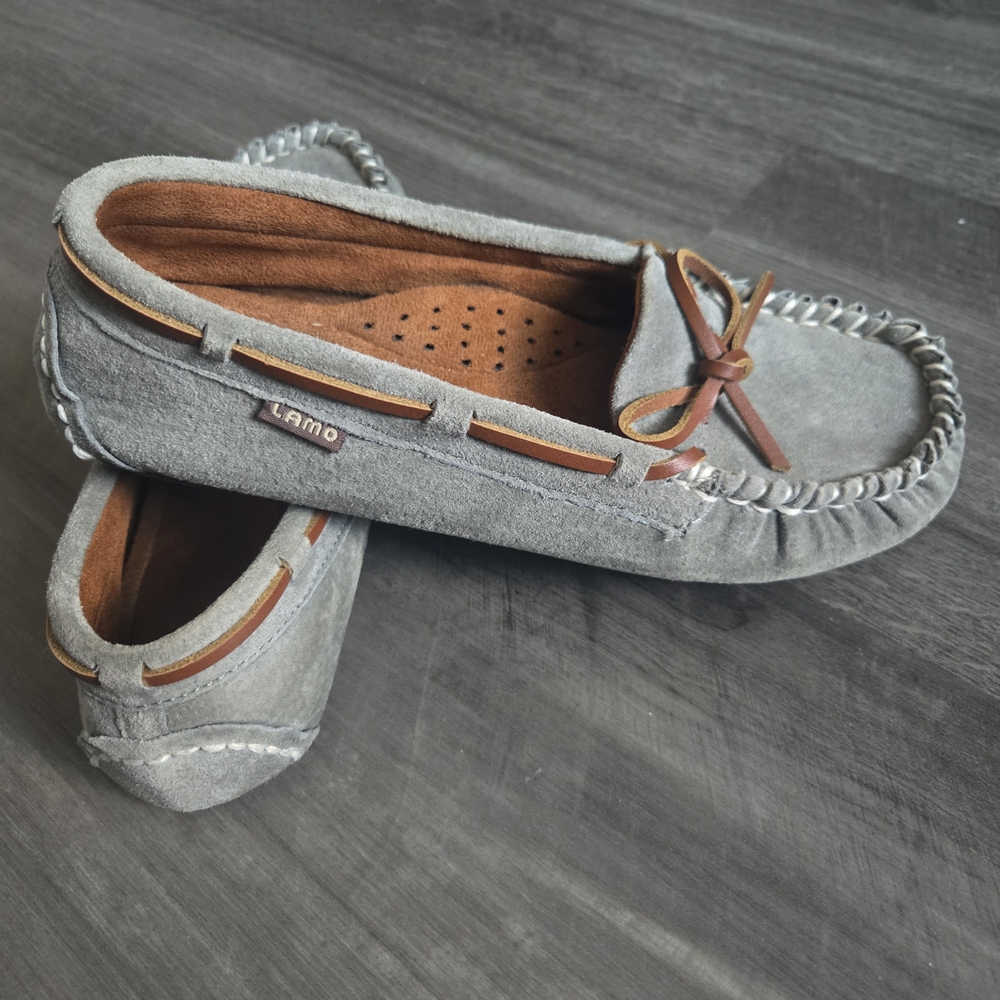 LAMO Gray Suede Moccasins